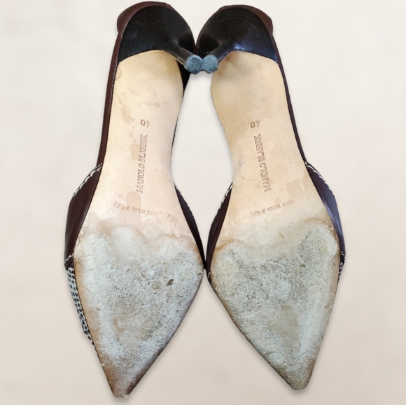 Manolo Blahnik Tifo Canvas-Toe Pump, Chocolate Size 40 - Picture 6 of 8